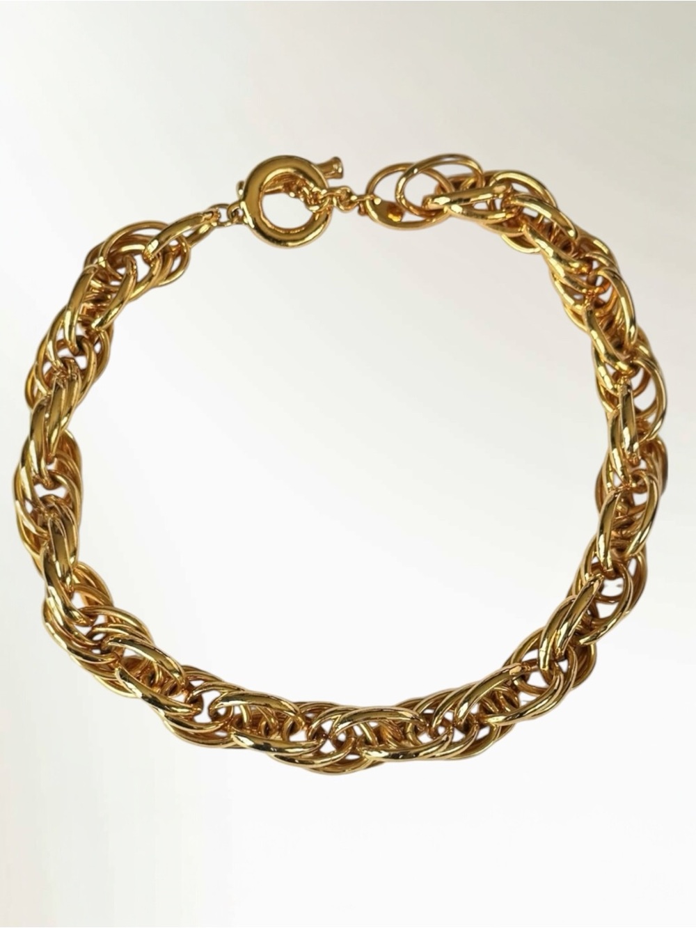 Carolee Chunky Gold Tone Link Necklace Toggle Clasp 96g